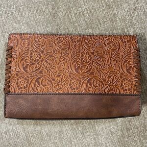 Justin Boots Brown Tooled Leather Purse